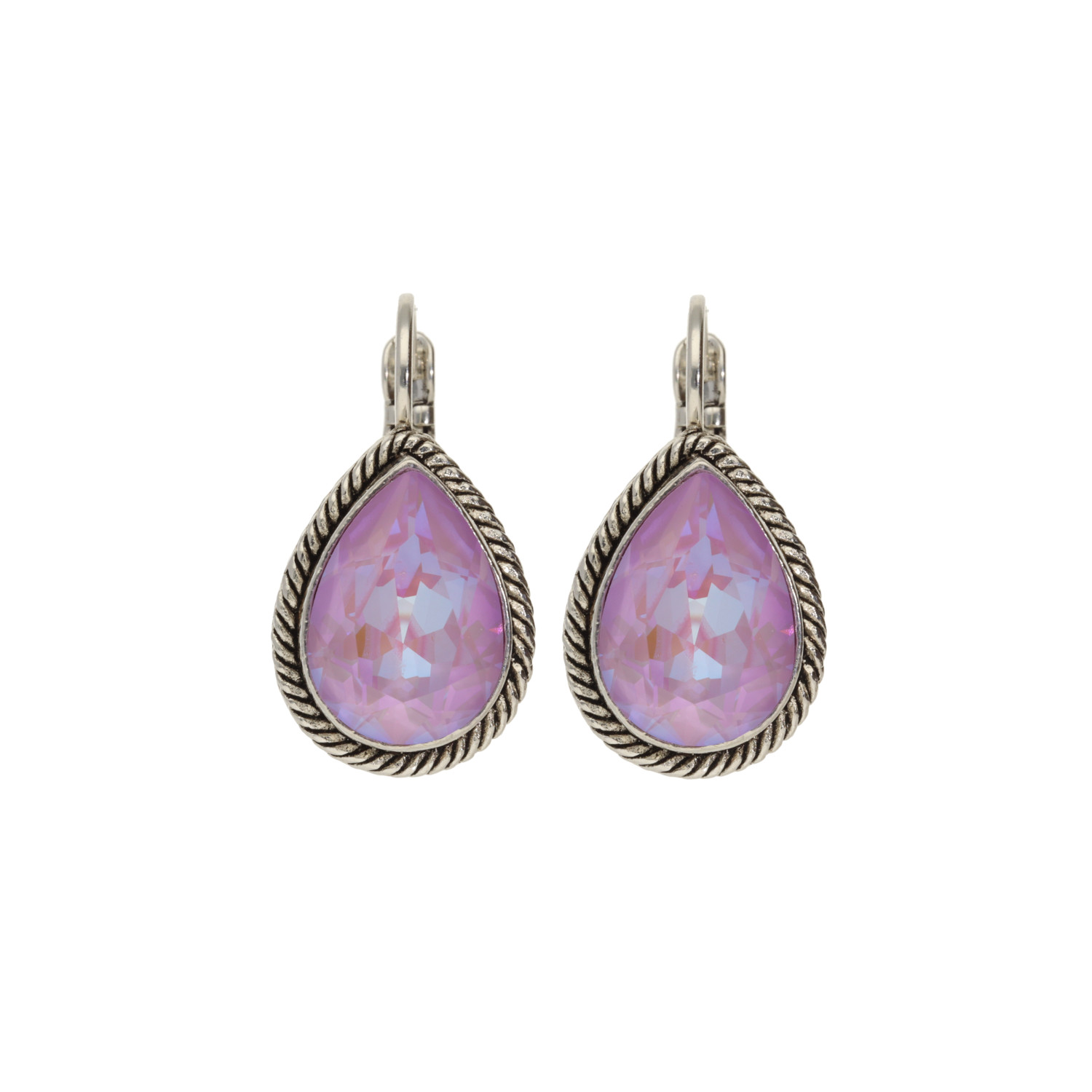 Camps & Camps Zilverkleurige oorbellen - Crystal Lavender 1A963 CLV