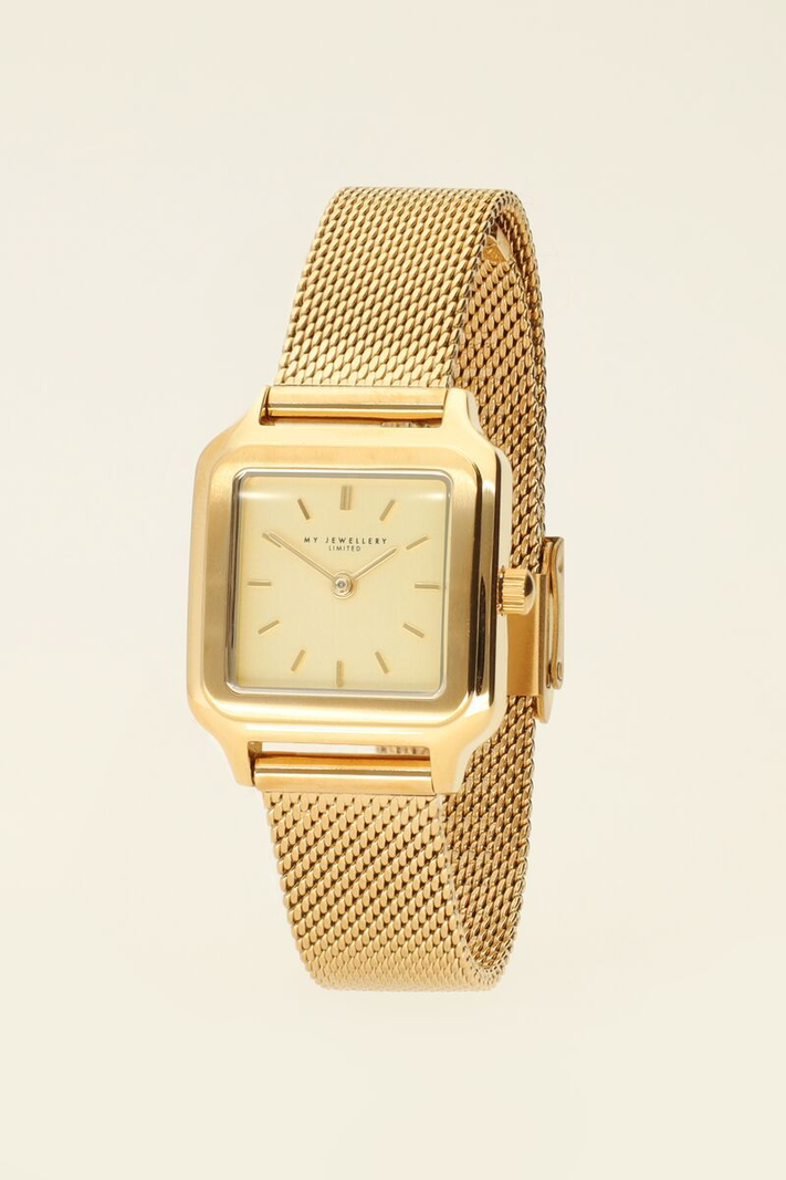 My Jewellery Vierkant horloge gouden wijzerplaat - Goud MJ09639-1200