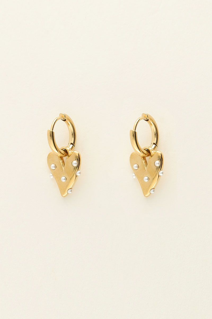 My Jewellery Oorringen met hart en pareltjes - Goudkleurig MJ09212-1200