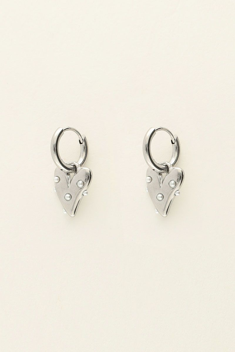 My Jewellery Oorringen met hart en pareltjes - Zilverkleurig MJ09212-1500