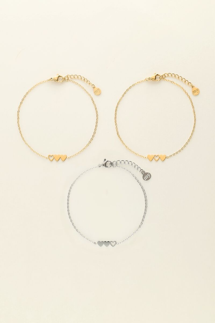 My Jewellery Triplets 3 hearts 2 goudkleurig 1 zilverkleurig - Tweekleurig MJ09649-1700