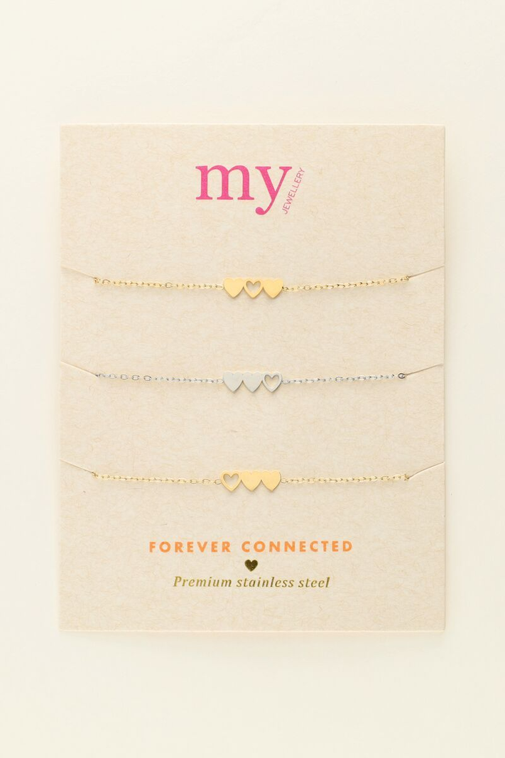 My Jewellery Triplets 3 hearts 2 goudkleurig 1 zilverkleurig - Tweekleurig MJ09649-1700
