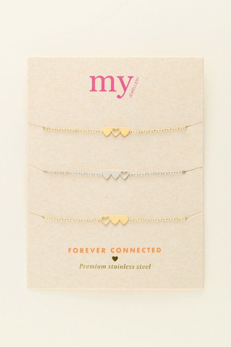 My Jewellery Triplets 3 hearts 2 goudkleurig 1 zilverkleurig - Tweekleurig MJ09649-1700
