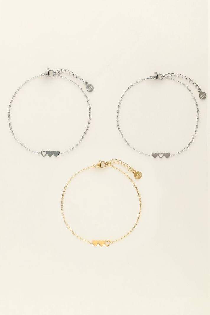 My Jewellery Triplets 3 hearts 2 silver 1 gold - Zilver/Goud | MJ09648
