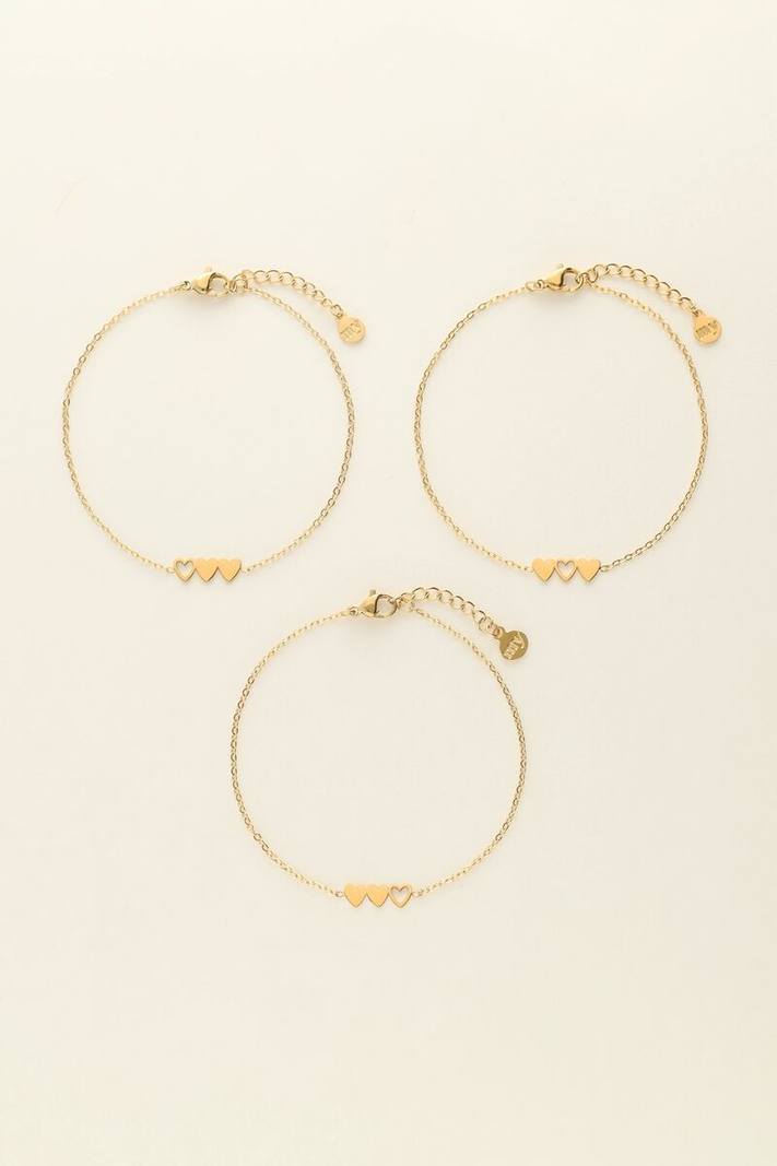 My Jewellery Triplets 3 x hearts - Goud | MJ09022