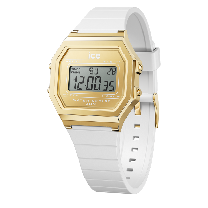 Ice-Watch ICE digit retro dameshorloge - White gold (S) IW022049