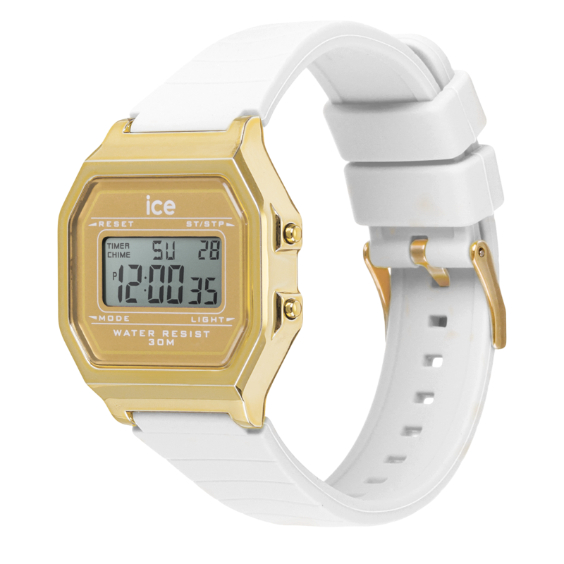 Ice-Watch ICE digit retro dameshorloge - White gold (S) IW022049