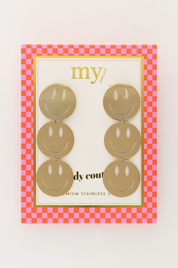 My Jewellery Candy oorringen met Smiley groot - Goud MJ10161-1200