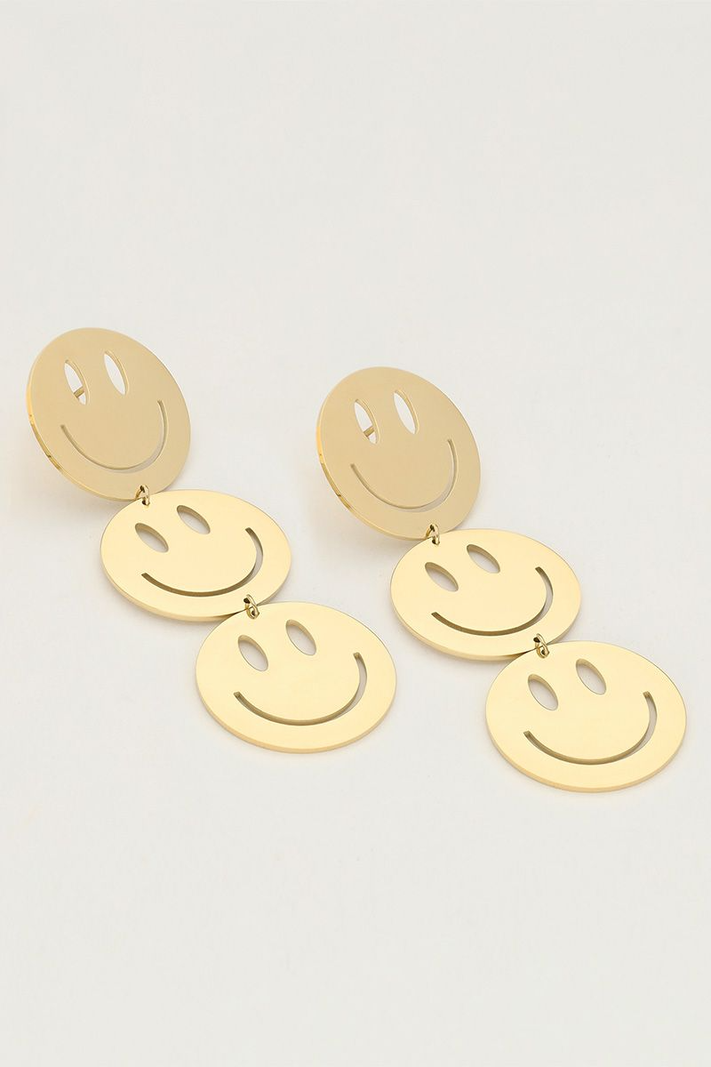 My Jewellery Candy oorringen met Smiley groot - Goud MJ10161-1200