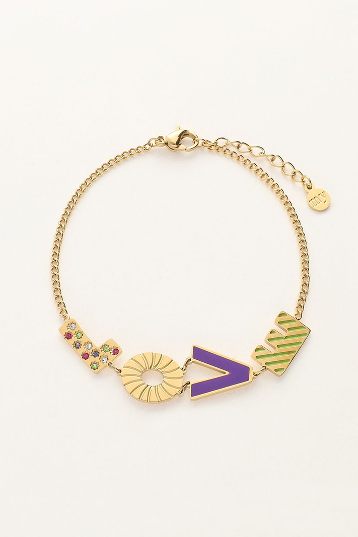 My Jewellery Candy armband Love paars - Goud MJ10192-1200