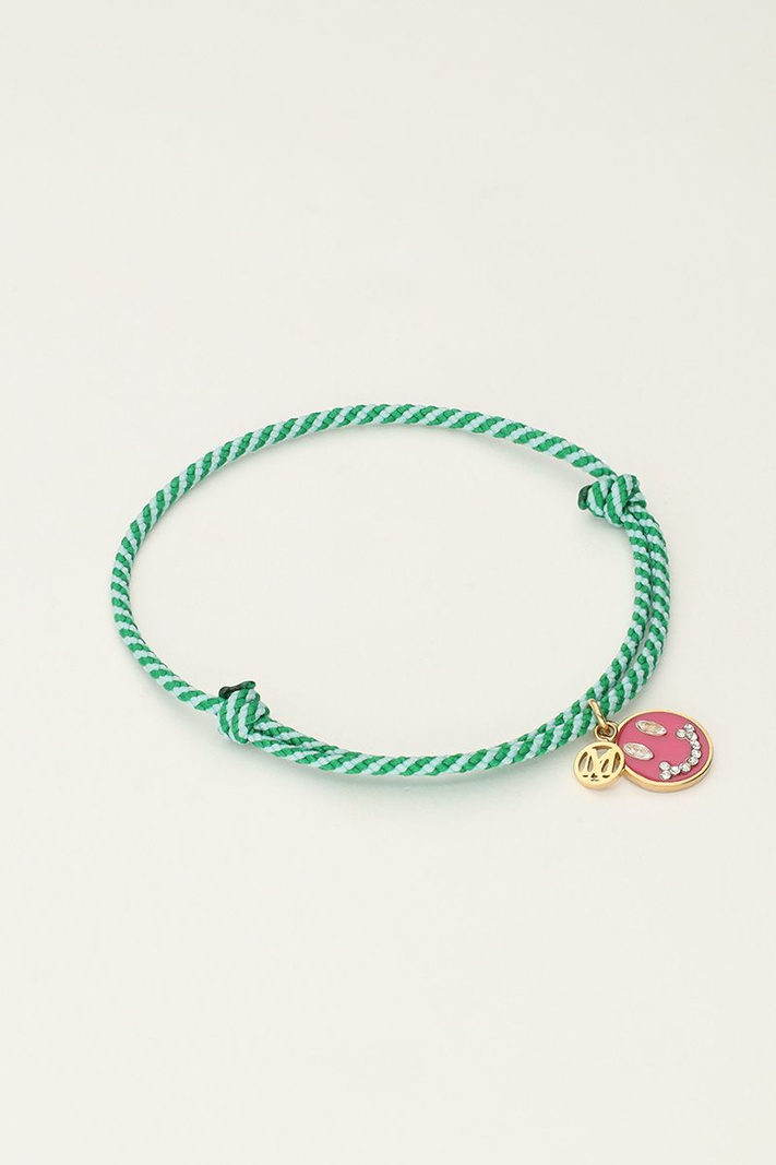 My Jewellery Candy touw armband groen Smiley - Goud MJ10200-1200