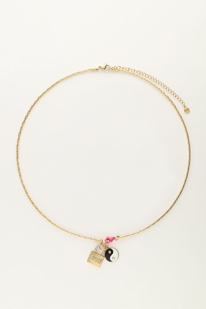 My Jewellery Candy ketting slotje YinYang roze - Goud MJ08349-1200