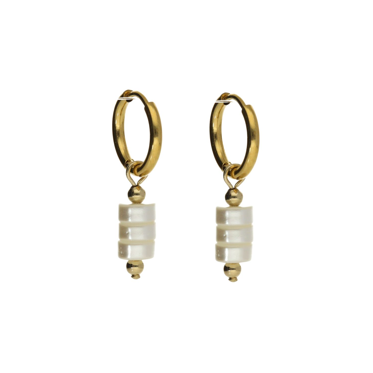 Camps & Camps Licht goudkleurige oorbellen - Parel Wit 2L672 PE