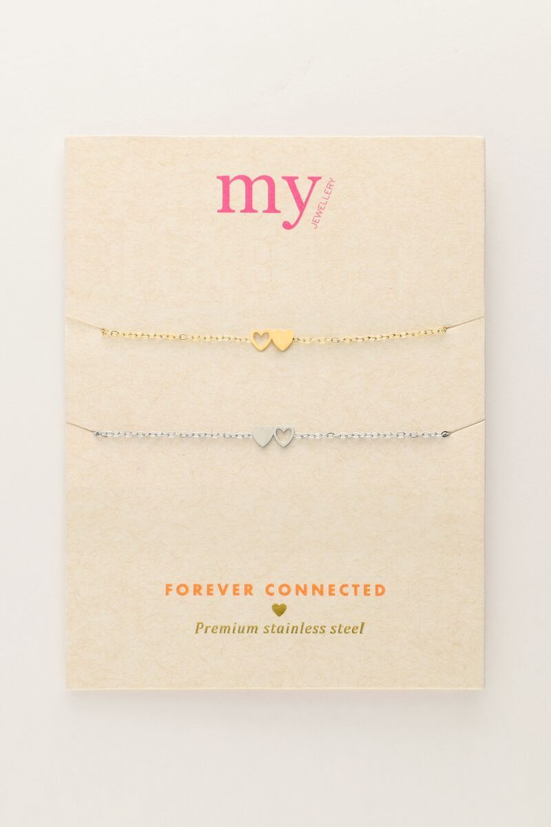 My Jewellery Armbanden set Best Friends met goudkleurig en zilverkleurige hartjes - Bicolor MJ10342-1700