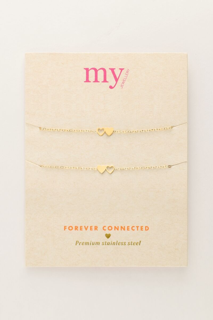 My Jewellery Armband set Best Friends hartjes - Goudkleurig MJ10342-1200