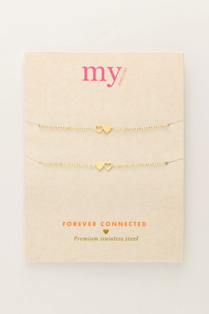 My Jewellery Armband set Best Friends hartjes - Goudkleurig MJ10342-1200
