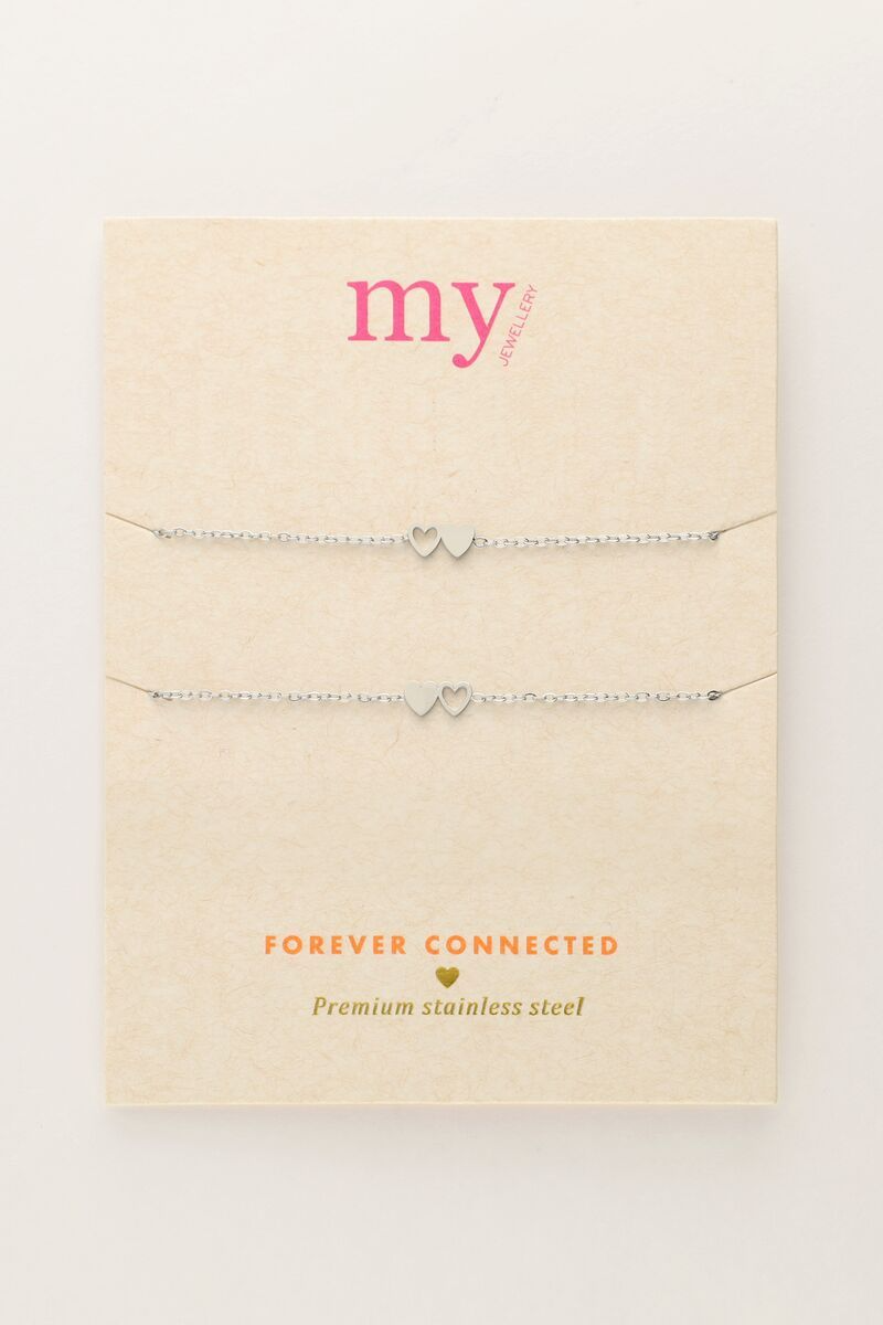 My Jewellery Armband set Best Friends hartjes - Zilverkleurig MJ10342-1500