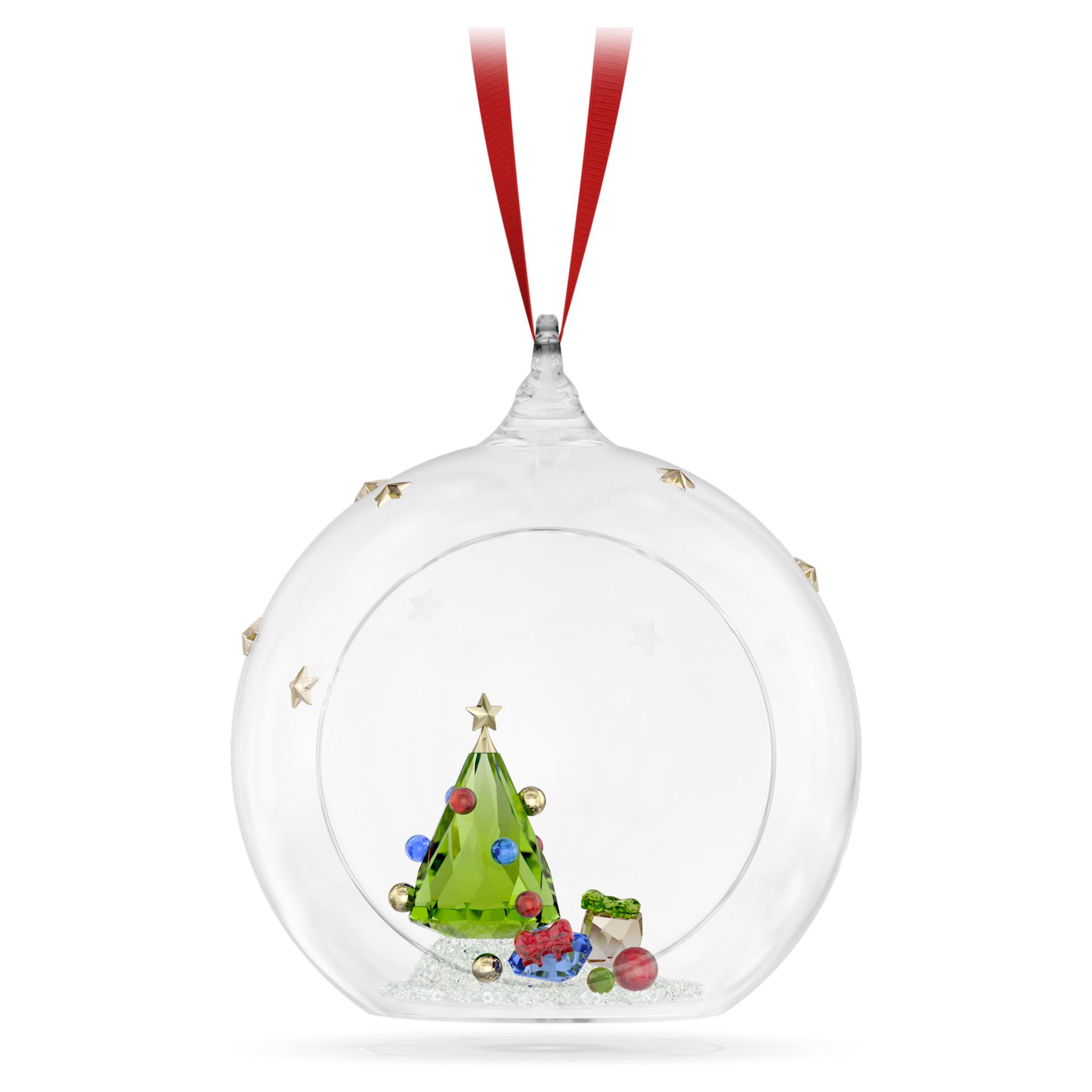 Swarovski Holiday Magic kristallen ornament Kerstbal met boom en cadeaus Wit/Groen 5681633