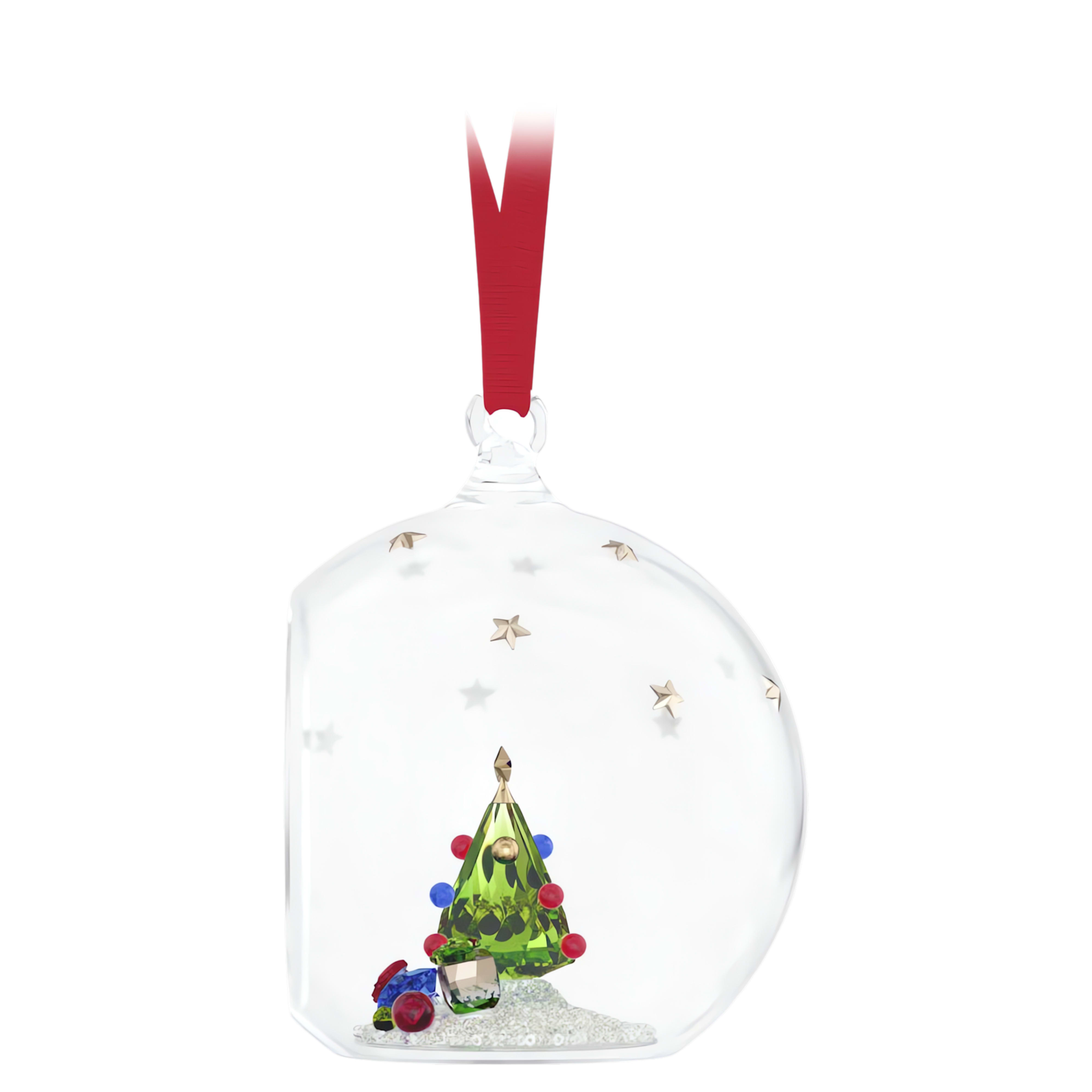 Swarovski Holiday Magic kristallen ornament Kerstbal met boom en cadeaus Wit/Groen 5681633