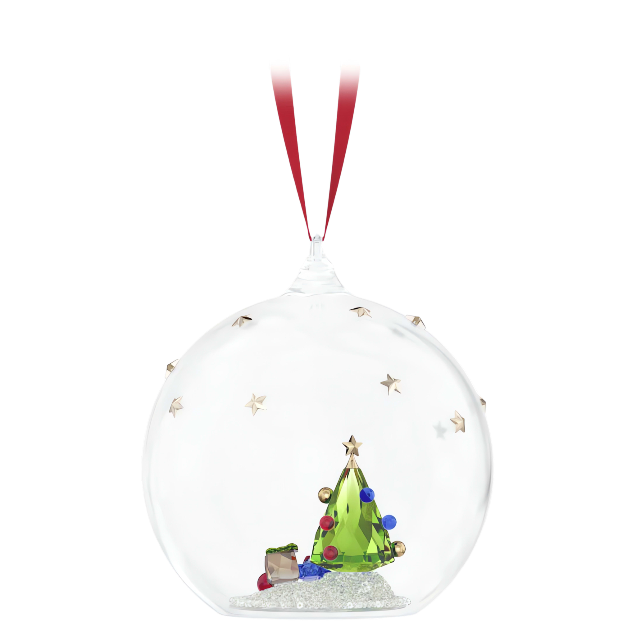 Swarovski Holiday Magic kristallen ornament Kerstbal met boom en cadeaus Wit/Groen 5681633