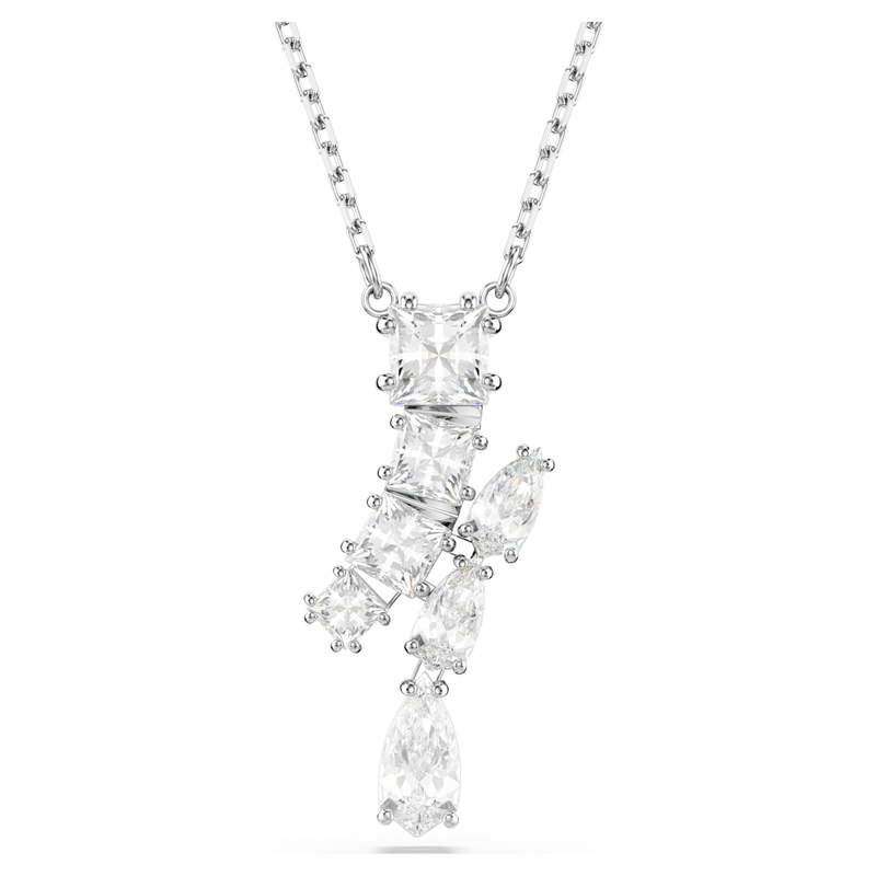 Swarovski Matrix ketting met hanger Verschillende slijpvormen Zilverkleurig/Wit 5700420