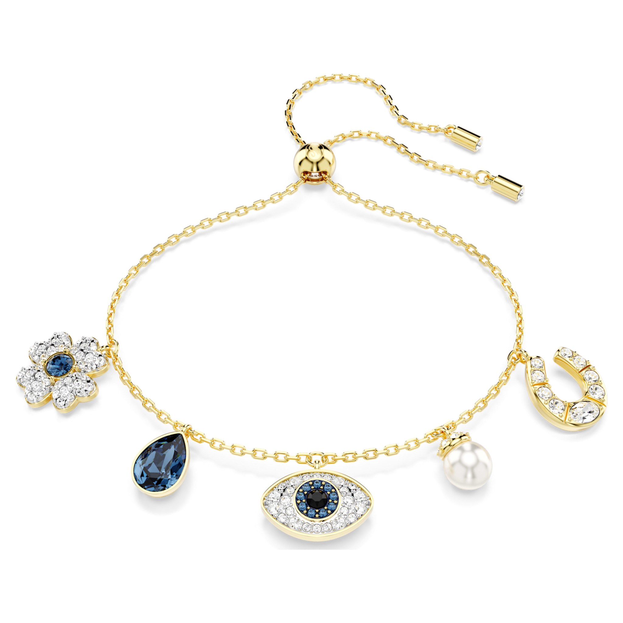Swarovski Symbolica armband Klaver, boze oog en hoefijzer Goudkleurig/Wit 5692162