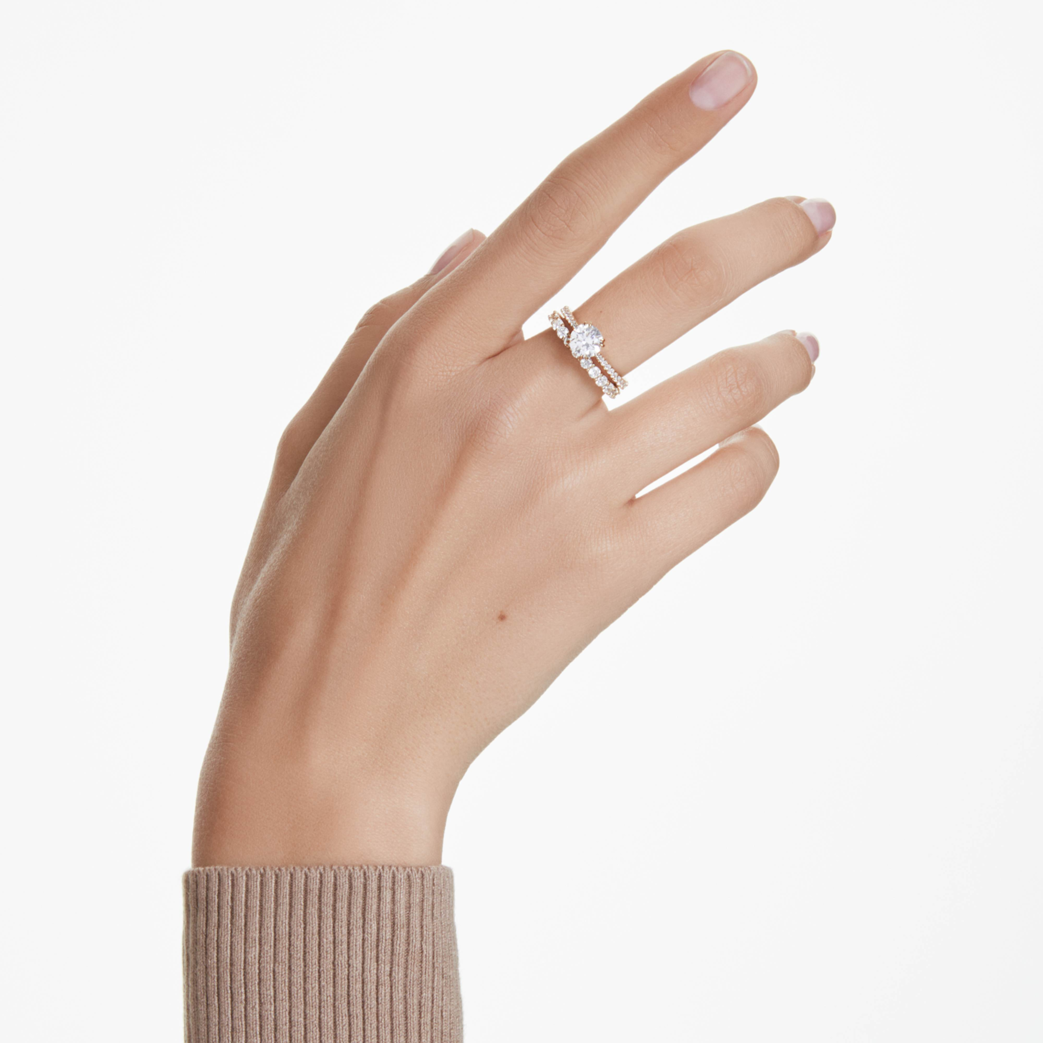 Swarovski Stilla ring Ronde slijpvorm Goudkleurig/Wit