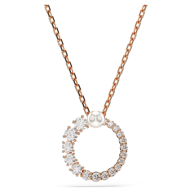 Swarovski Matrix ketting met hanger Ronde slijpvorm Crystal Pearl Rosékleurig/Wit 5692265