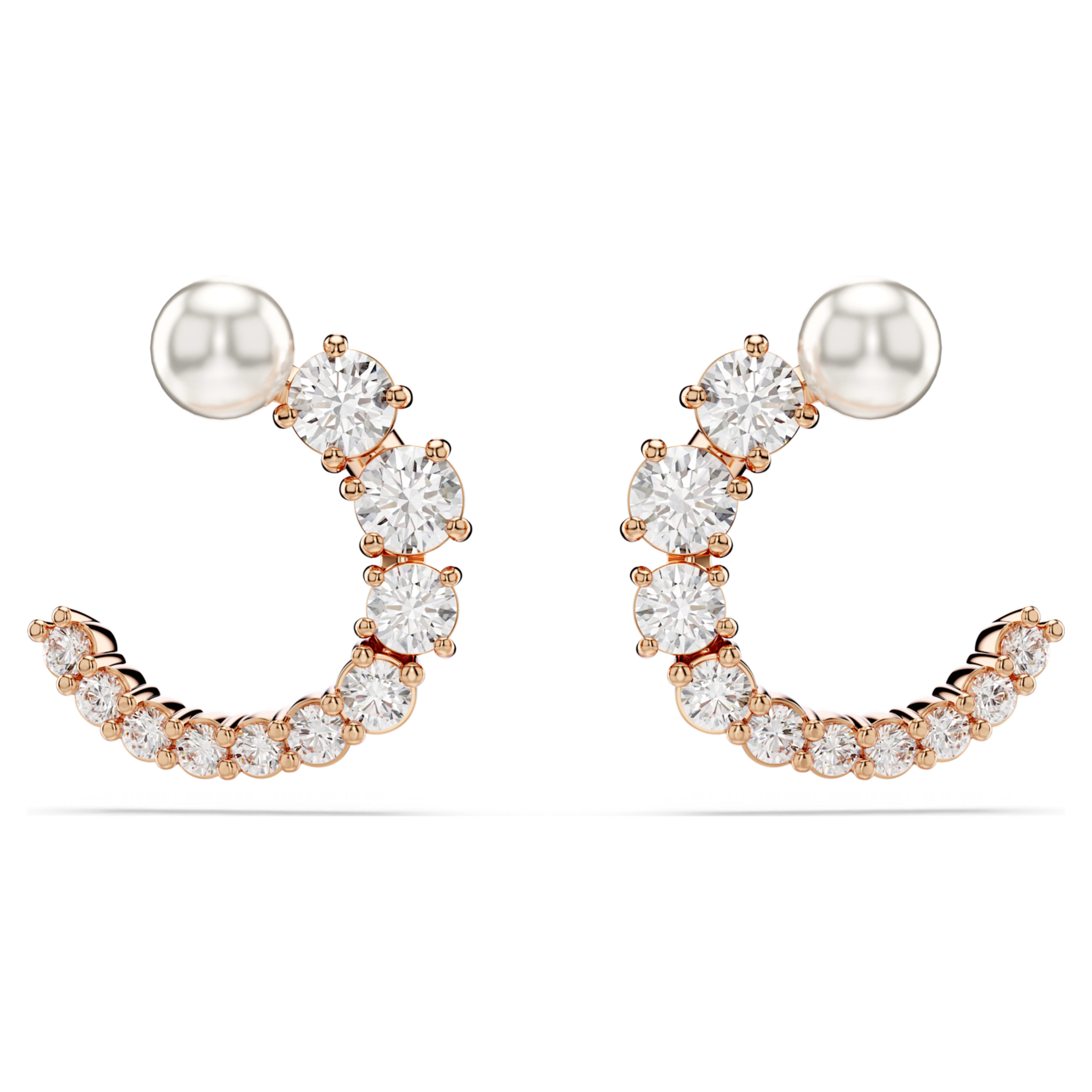 Swarovski Matrix oorbellen Ronde slijpvorm Crystal Pearl Rosékleurig/Wit 5692264