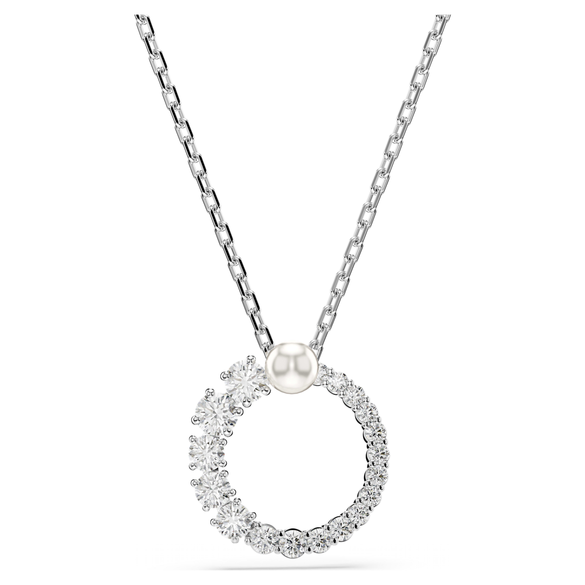 Swarovski Matrix ketting met hanger Ronde slijpvorm Crystal Pearl Zilverkleurig/Wit 5688751