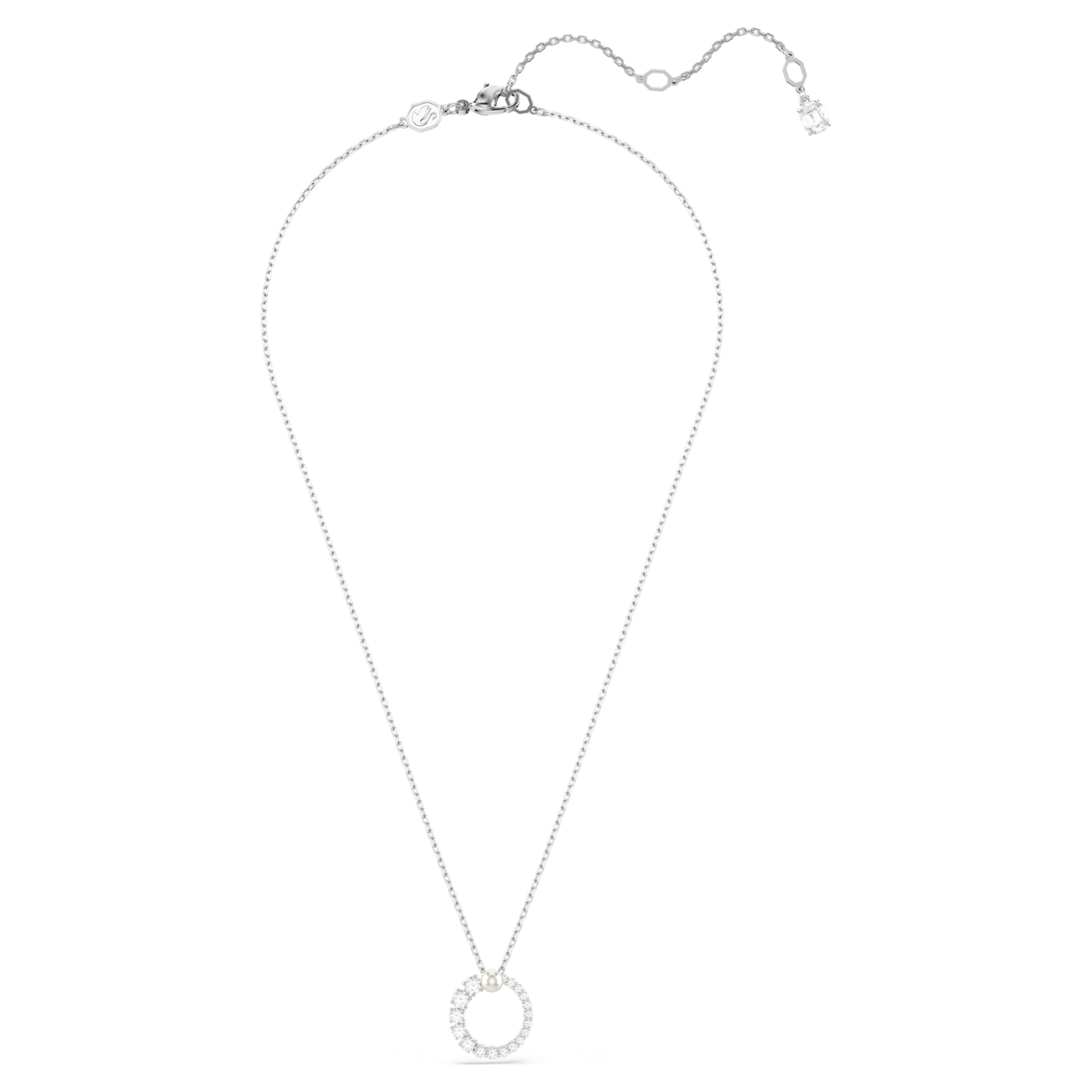Swarovski Matrix ketting met hanger Ronde slijpvorm Crystal Pearl Zilverkleurig/Wit 5688751