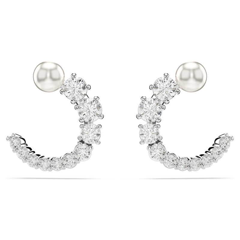 Swarovski Matrix oorbellen Ronde slijpvorm Crystal Pearl Zilverkleurig/Wit 5692260