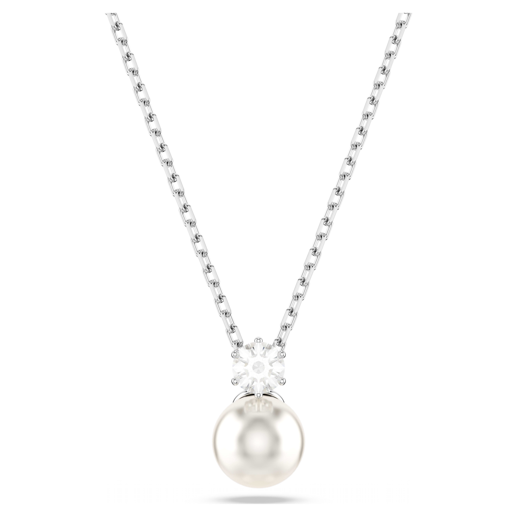 Swarovski Matrix ketting met hanger Ronde slijpvorm Crystal Pearl Zilverkleurig/Wit 5693897
