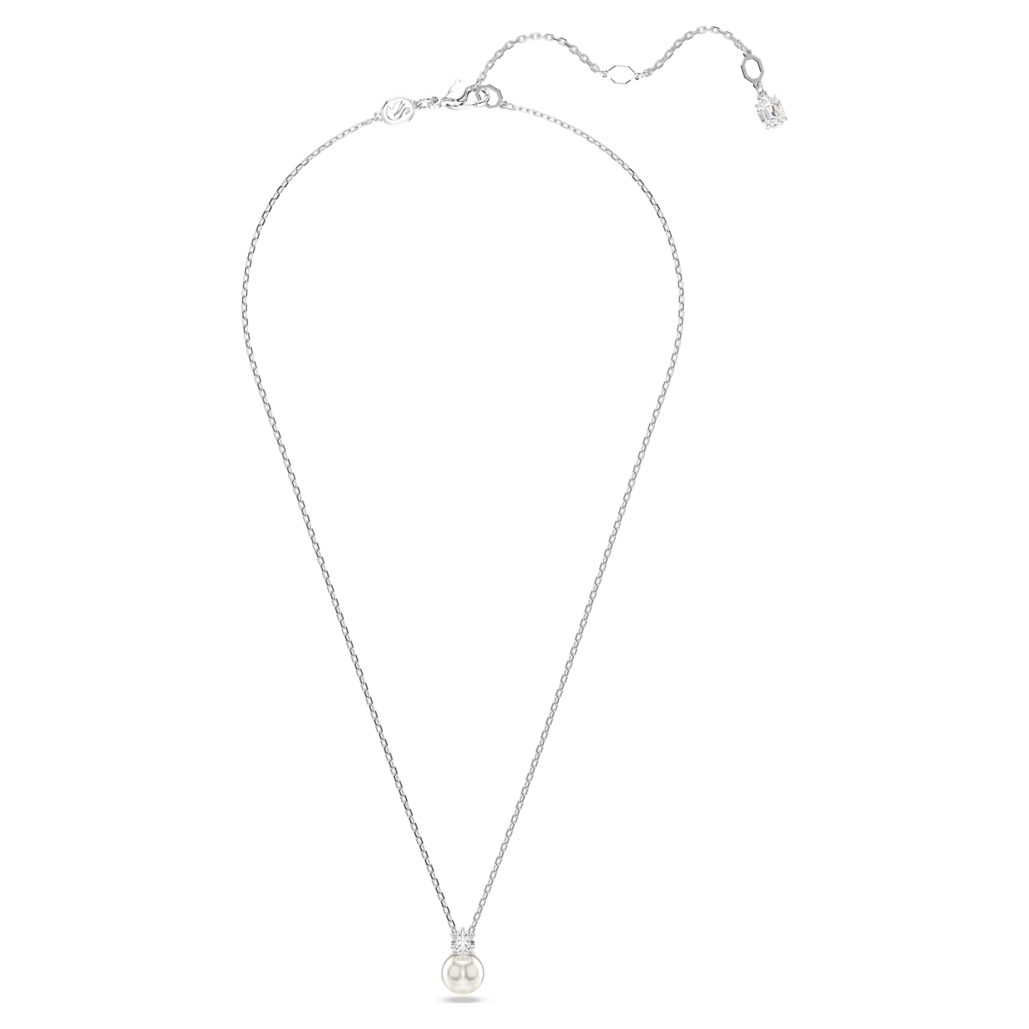 Swarovski Matrix ketting met hanger Ronde slijpvorm Crystal Pearl Zilverkleurig/Wit 5693897