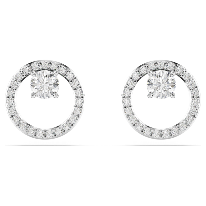 Swarovski Constella oorbellen Ronde slijpvorm Zilverkleurig/Wit 5692262