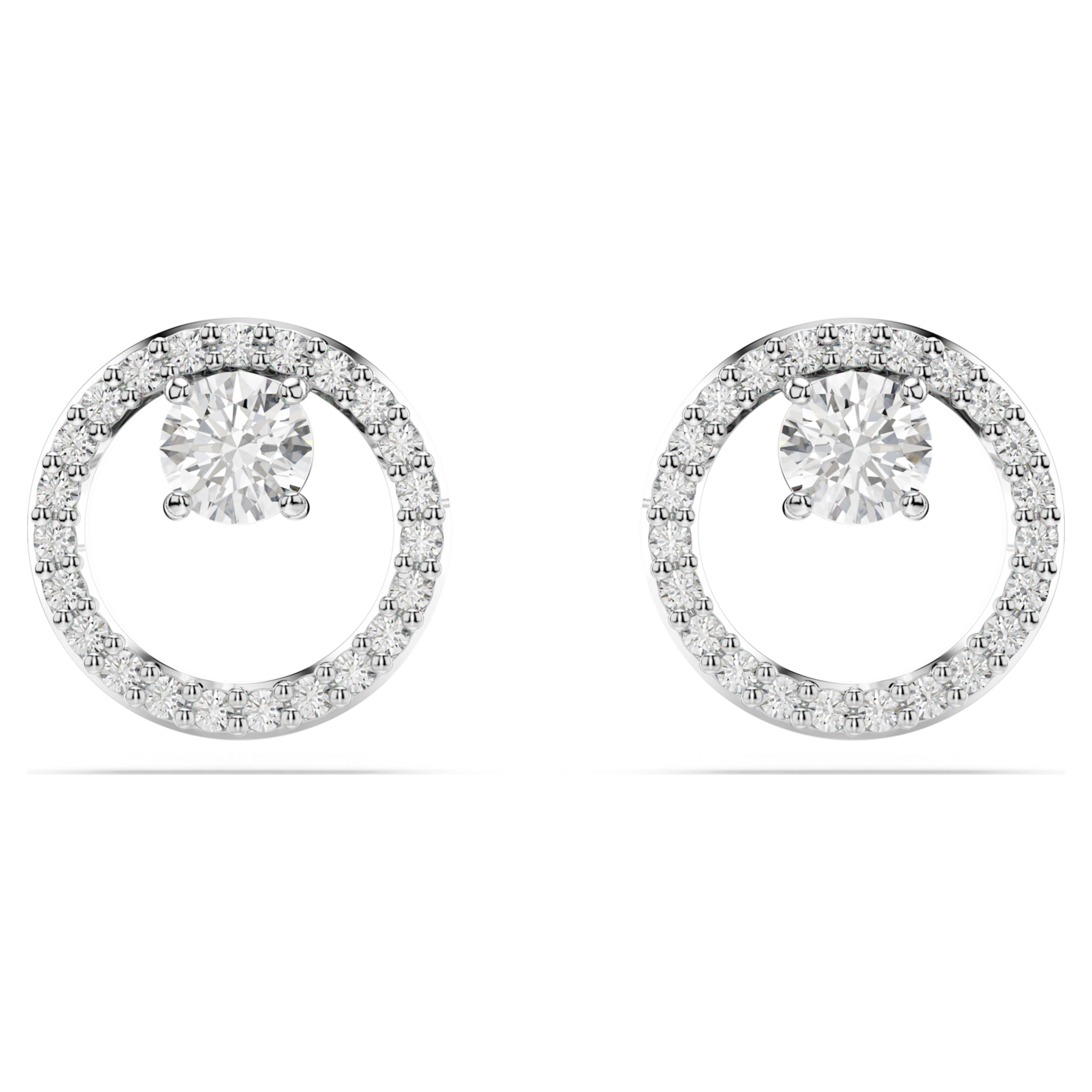 Swarovski Constella oorbellen Ronde slijpvorm Zilverkleurig/Wit 5692262