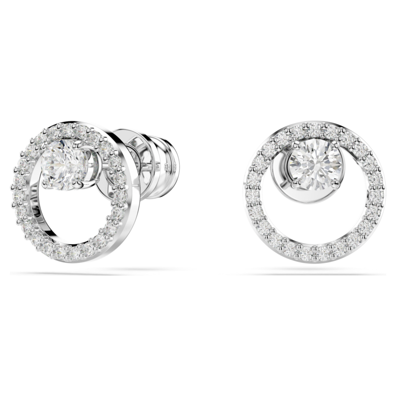 Swarovski Constella oorbellen Ronde slijpvorm Zilverkleurig/Wit 5692262