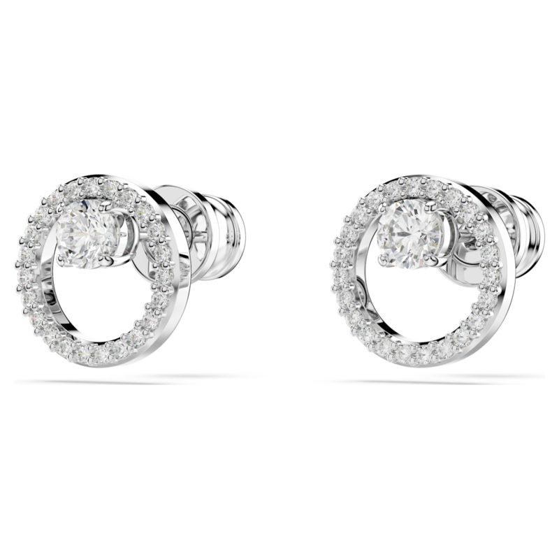 Swarovski Constella oorbellen Ronde slijpvorm Zilverkleurig/Wit 5692262