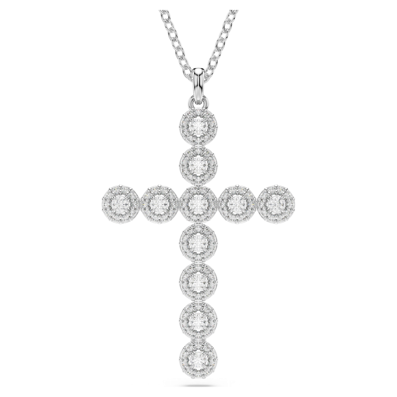 Swarovski Insigne ketting met hanger Cross round cut Zilverkleurig/Wit 5675573