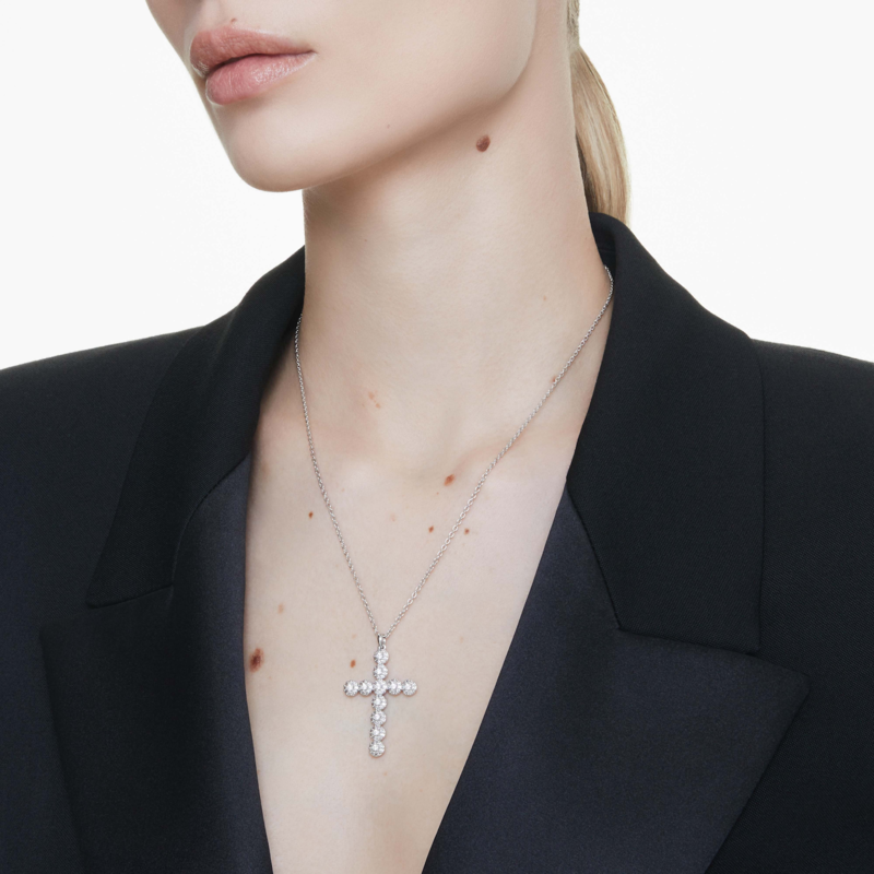 Swarovski Insigne ketting met hanger Cross round cut Zilverkleurig/Wit 5675573