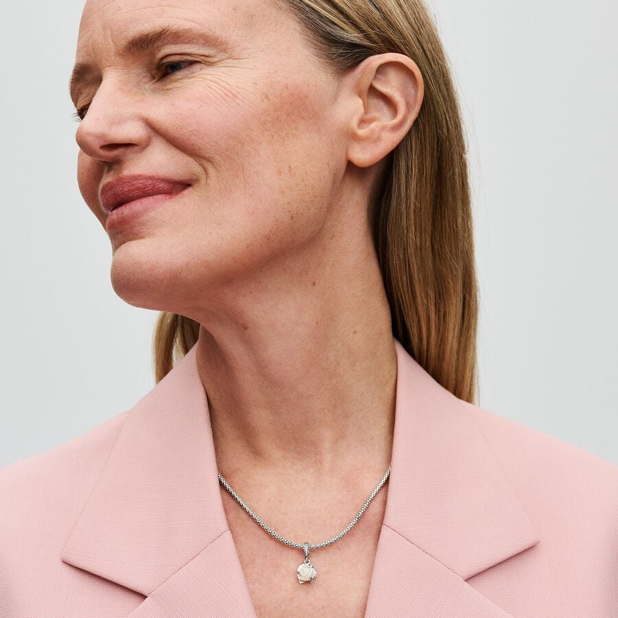 Pandora Witte roos in bloei dubbele hangende bedel 793200C01