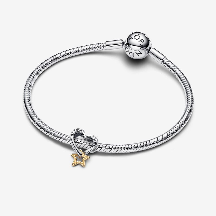 Pandora Bedel met geluksster en hart 763513C00