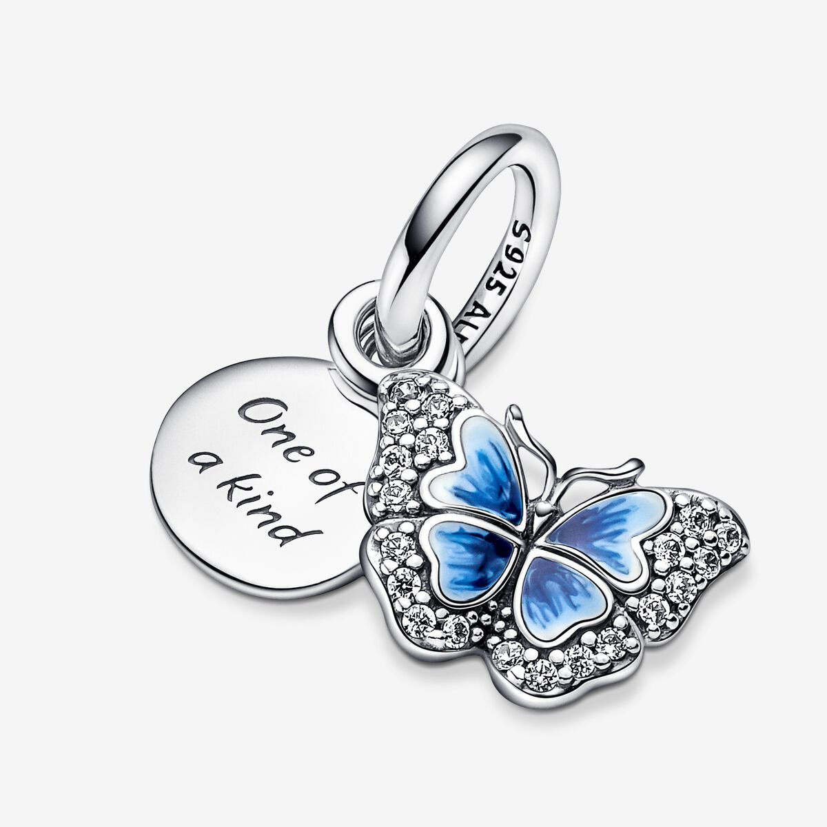 Pandora Blauwe Vlinder & Citaat Dubbele Hangende Bedel 790757C01