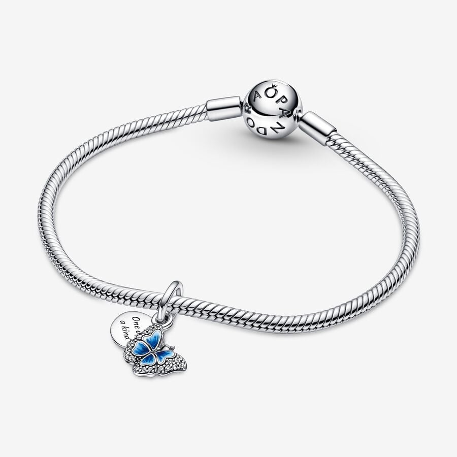 Pandora Blauwe Vlinder & Citaat Dubbele Hangende Bedel 790757C01