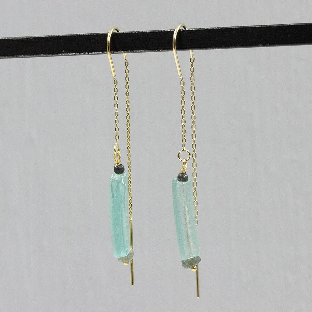 Jéh Jewels Touch of Gold oorbellen - Doortrek met Labradoriet en Roman Glass 21043-LB