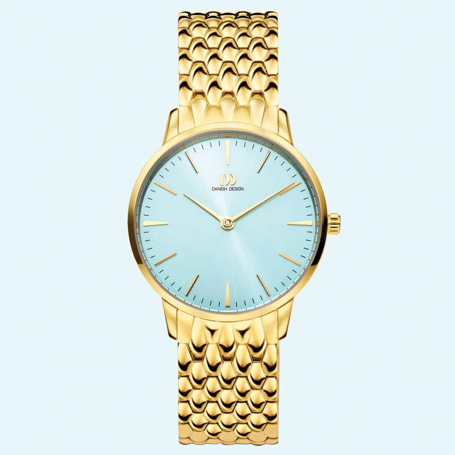 Danish Design Akilia dameshorloge Goldcolour Husky Blue IV77Q1251