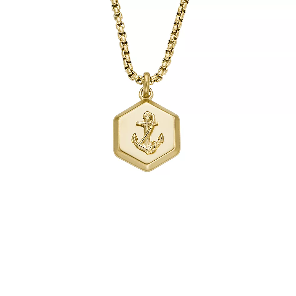 Fossil Geel vergulde stalen Sutton ketting met hanger - Anker JF04617710