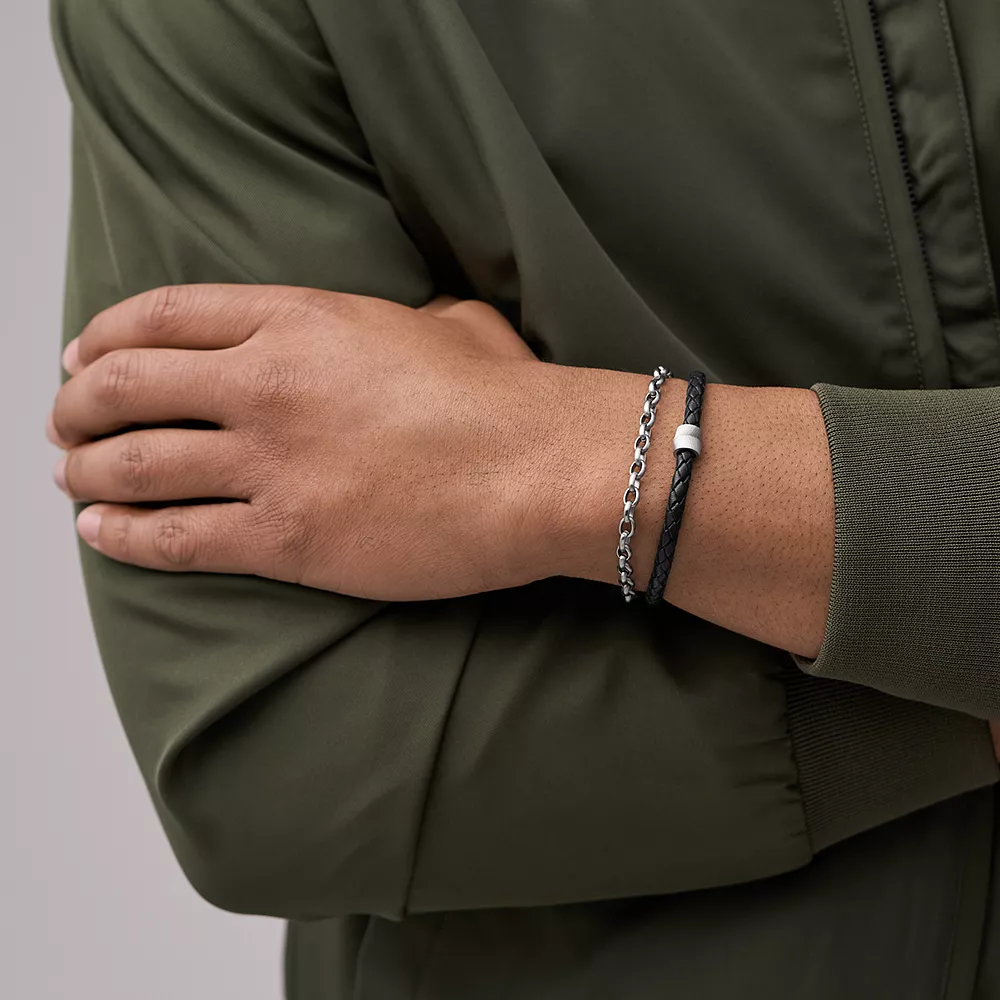 Fossil Stalen All Stacked Up armband - Double strand JF04556040