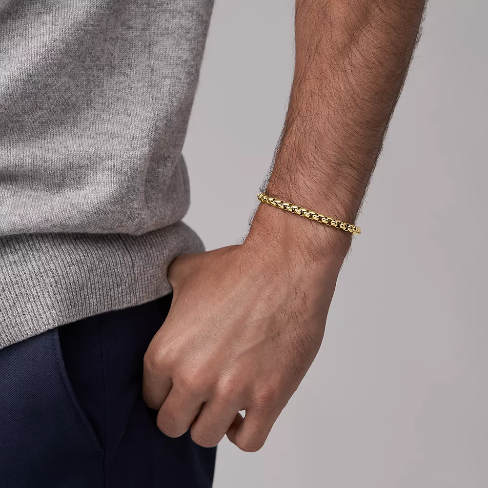 Fossil Geel vergulde stalen All Stacked Up armband - Chain JF04561710