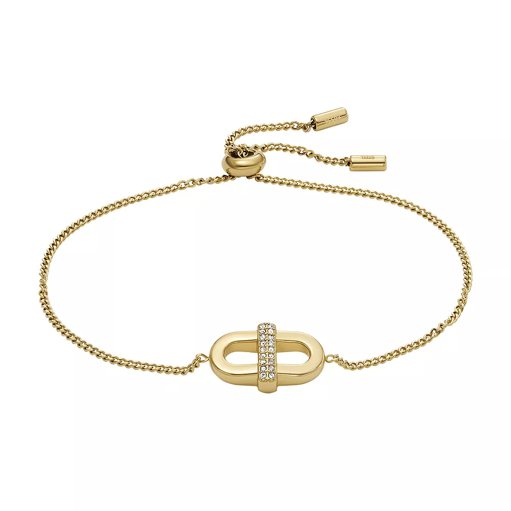 Fossil Geel vergulde stalen Heritage armband - Chain (CZ Wit) JF04584710